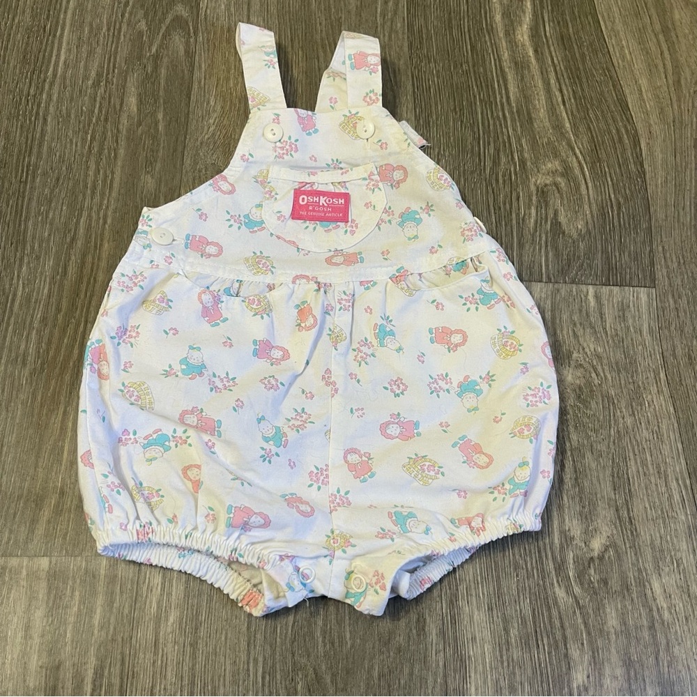 Vintage OshKosh Pastel Garden Floral Print Baby Romper